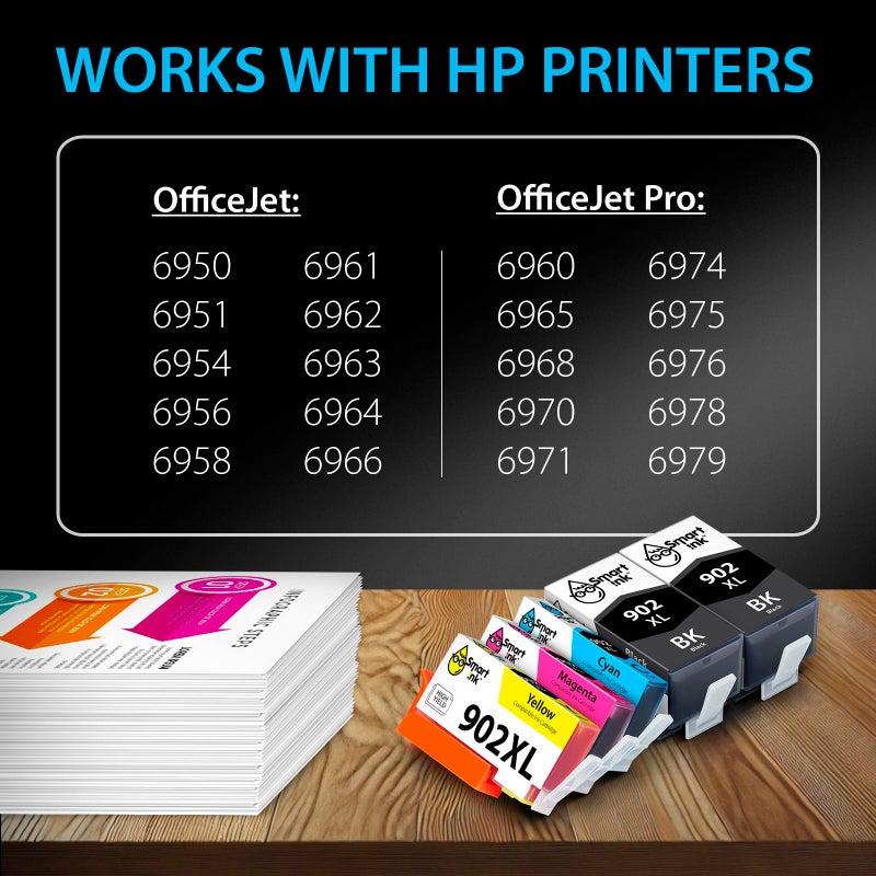 Smart Ink Compatible Ink Cartridge Replacement for HP 902XL 902XL (2 Black XL & C/M/Y XL 5 Combo Pack) to use with Officejet Pro 6978 6968 6974 6975 6960 Officejet 6951 6954 6956 6958 Printers - Image 3